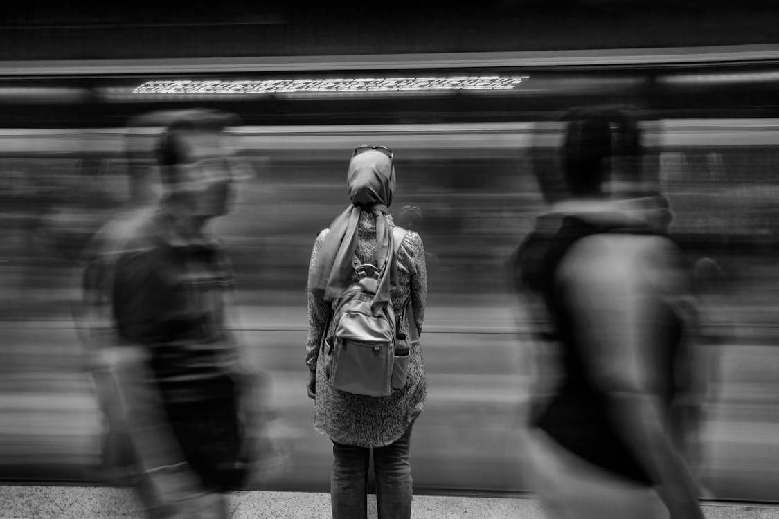 A girl at a metro station